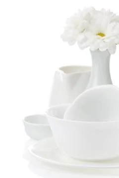 Stack of cups and plates Stock Photos