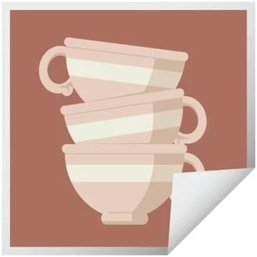 Stack of cups graphic square sticker Illustrazione stock