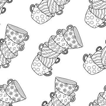 A stack of cups. Seamless pattern. Vector Stock Illustration