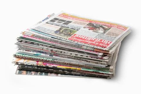 Stack of Daily Newspapers isolated on white background Stock Photos