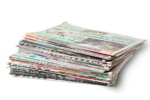 Stack of Daily Newspapers isolated on white background Stock Photos