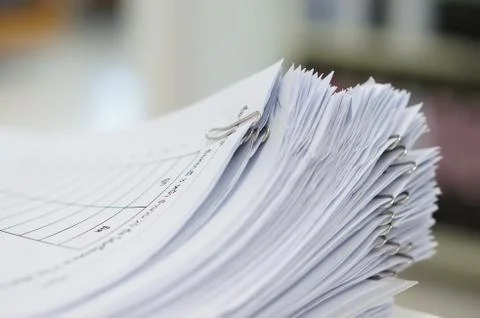 Stack of data test in teacher room Stock Photos