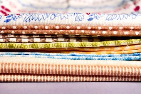 Stack of decorative fabrics 스톡 사진