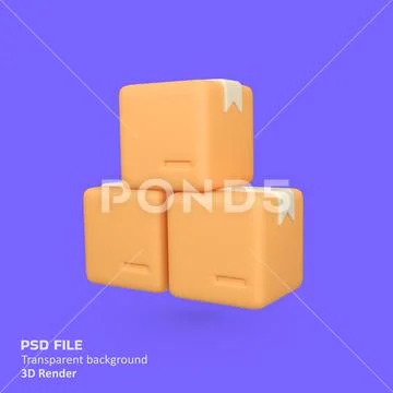 Stack of Delivery Boxes isolated 3d render icon illustration PSD Template