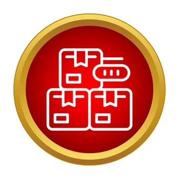 Stack of delivery packages with shipping label icon Stock Illustration