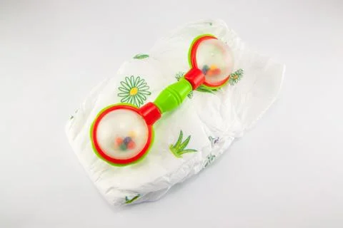 Stack of diapers isolated Stock Photos