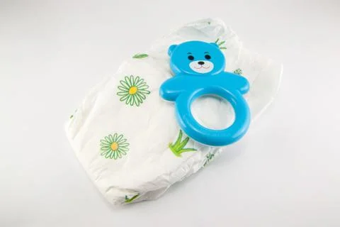 Stack of diapers isolated Stock Photos