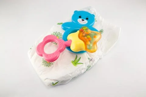 Stack of diapers isolated Stock Photos