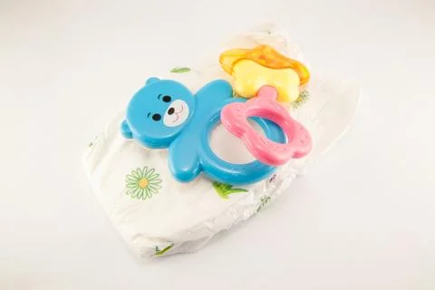 Stack of diapers isolated Stock Photos