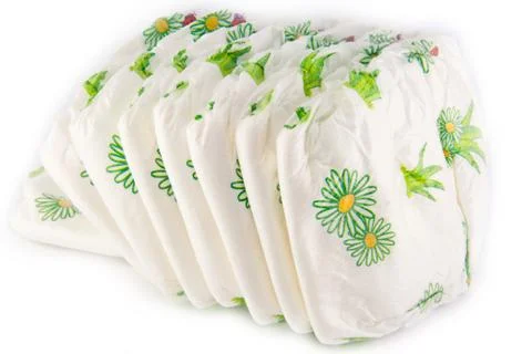 Stack of diapers isolated Stock Photos