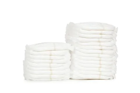 Stack of diapers isolated on white background Stock Photos