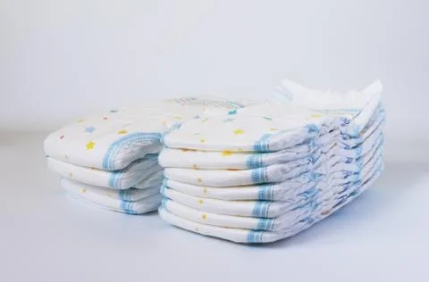 Stack of diapers on white background Fotos de archivo