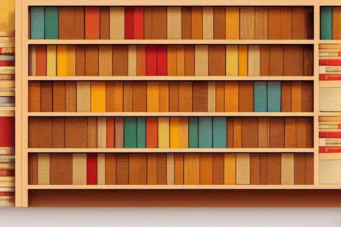 Stack dictionary for education. Interior bookshelves with colored book spines. Stock Illustration