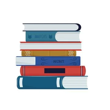 Stack of different books in cartoon style isolated Stock Illustration
