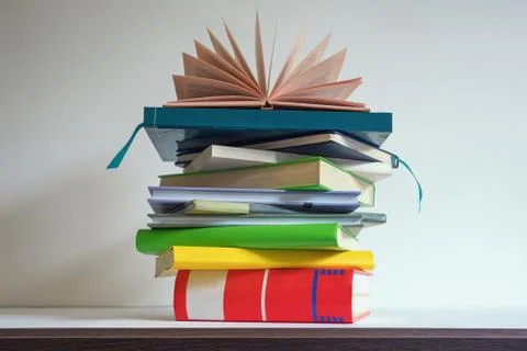 Stack of different books, copy space Stock Photos