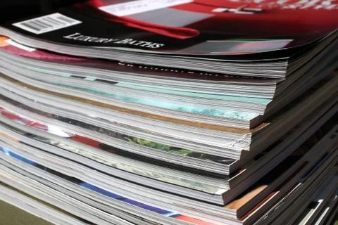 Stack of different colorful magazines Stock Photos