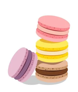 Stack of different french cookies macaroons or macarons Stock Illustration