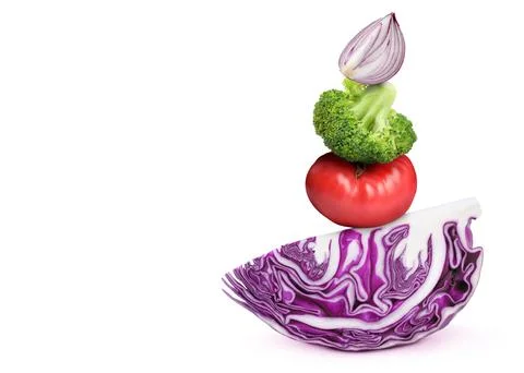 Stack of different fresh vegetables on white background Stockfoto's