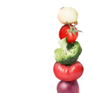Stack of different fresh vegetables on white background 스톡 사진