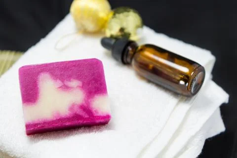 Stack of different handmade soaps Stock-Fotos