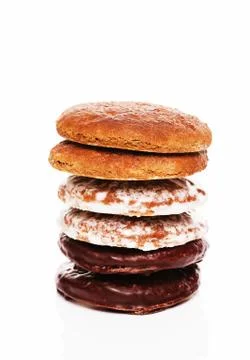 Stack of different lebkuchen gingerbread cookies Stock Photos