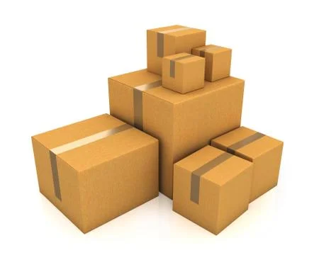 Stack of different sized carton boxes Stock Illustration