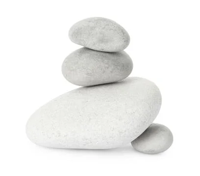Stack of different stones isolated on white 写真素材