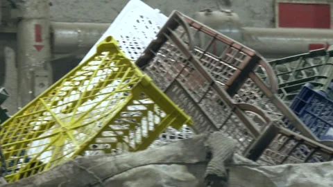 Stack of different types garbage. Plastic recycling plant Video stock 309168428