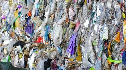 Stack of different types of large garbage dump, plastic bags, and landfill Video stock 170011587