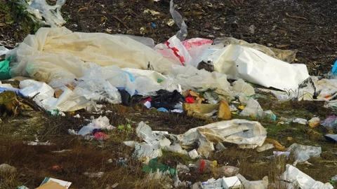 Stack of different types of large garbage dump, plastic bags, and landfill 動画素材 170011602