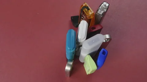 Stack Different USB Memory Sticks Stock Footage 142368992