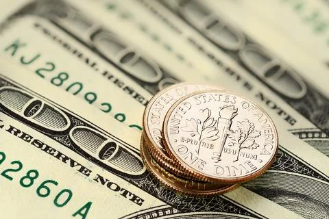 Stack of dimes Stock Photos
