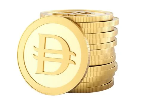 Stack of dirham coins. 3D rendering Stock Illustration