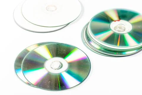 Stack of disks on a white background Stock Photos