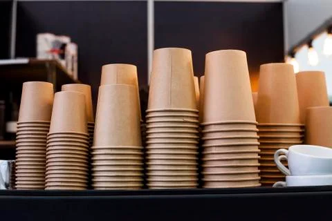 Stack of disposable coffee cup Stockfoto's
