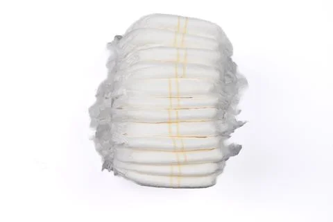 A stack of disposable diapers isolated on a white background Stock Photos