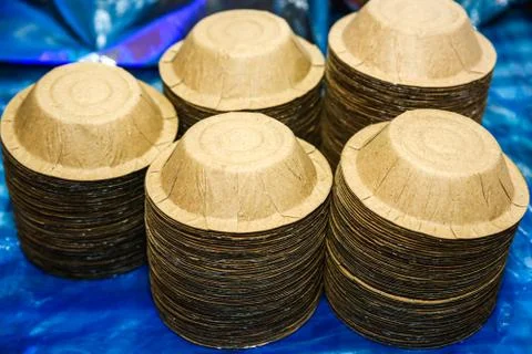 Stack of disposable Paper Bowls Stock Photos