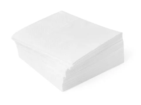 Stack of disposable paper handkerchiefs isolated on white Stock Photos