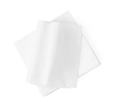 Stack of disposable paper handkerchiefs isolated on white, top view Stock Photos