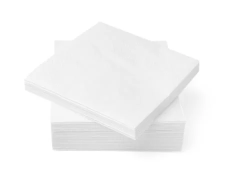 Stack of disposable paper handkerchiefs isolated on white Stock Photos