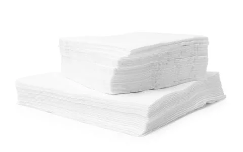 Stack of disposable paper handkerchiefs isolated on white Stock Photos