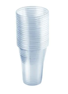 Stack of disposable plastic beer cups 库存照片