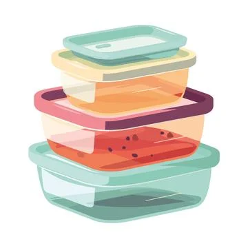 Stack of disposable plastic crockery 스톡 일러스트