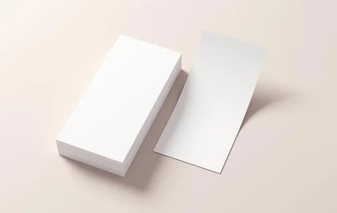 Stack of DL flyers mockup blank paper for design presentation. White empty le Stock Photos