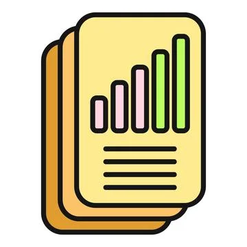 Stack of document icons showing growth bar chart Stock Illustration