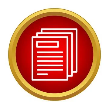 Stack of document pages on red button icon Stockillustratie