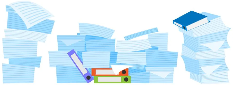 Stack of documents and assignments on folder. Paper sheets with tasks for doing Stock Illustration