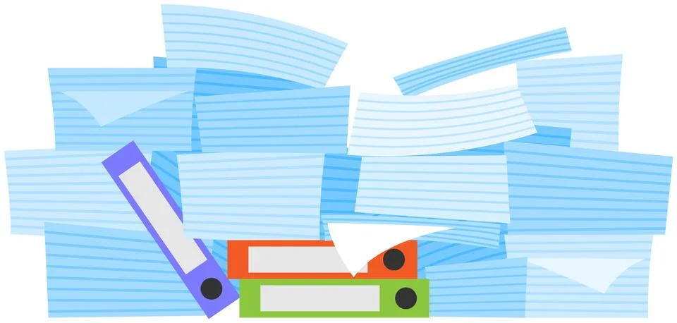 Stack of documents and assignments on folder. Paper sheets with tasks for doing Stock Illustration