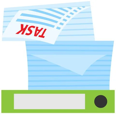 Stack of documents and assignments on folder. Paper sheets with tasks for doing Stock Illustration