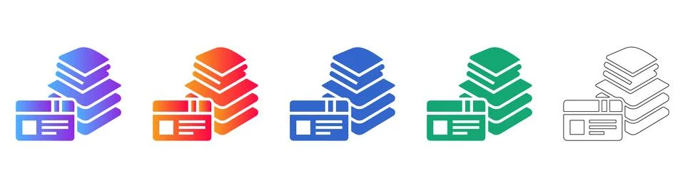 Stack of Documents and Identification Card Icons Illustrazione stock
